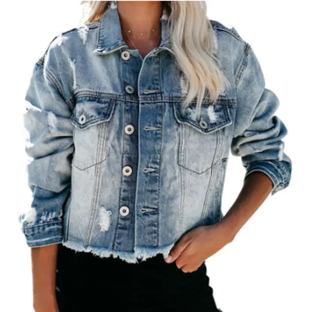 Denim Jacket Causal Short Length Single 