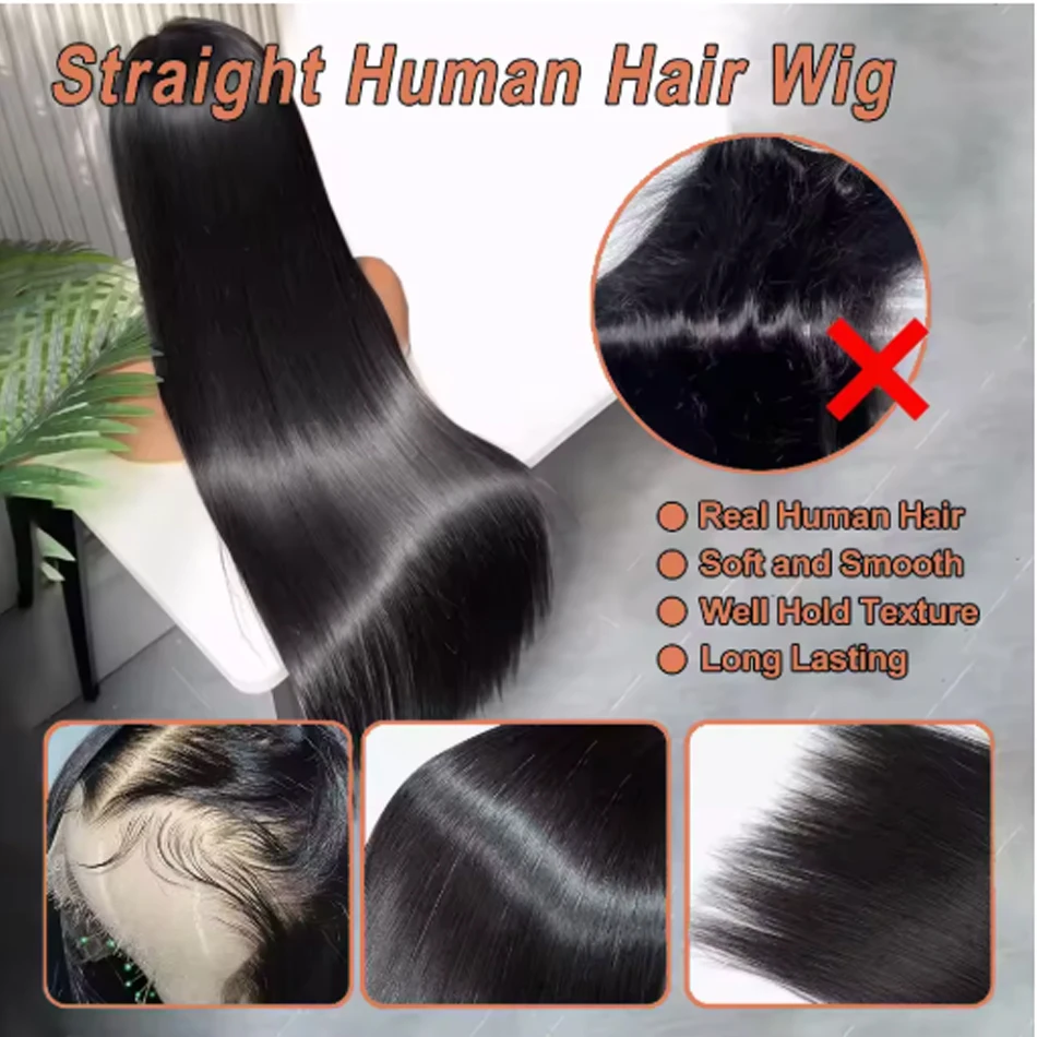 34Inch 13X6 Wear And Go Glueless Straight Wig Pre-Cut Lace Wig Preplucked Jessenia Brazilian Straight Human Hair Wig For Women 3