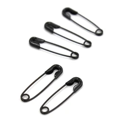Silver Safety Pins Set - Stainless Steel Sewing & Brooch Accessories (50 Pieces) - 27mmx6mm(0) (Black)