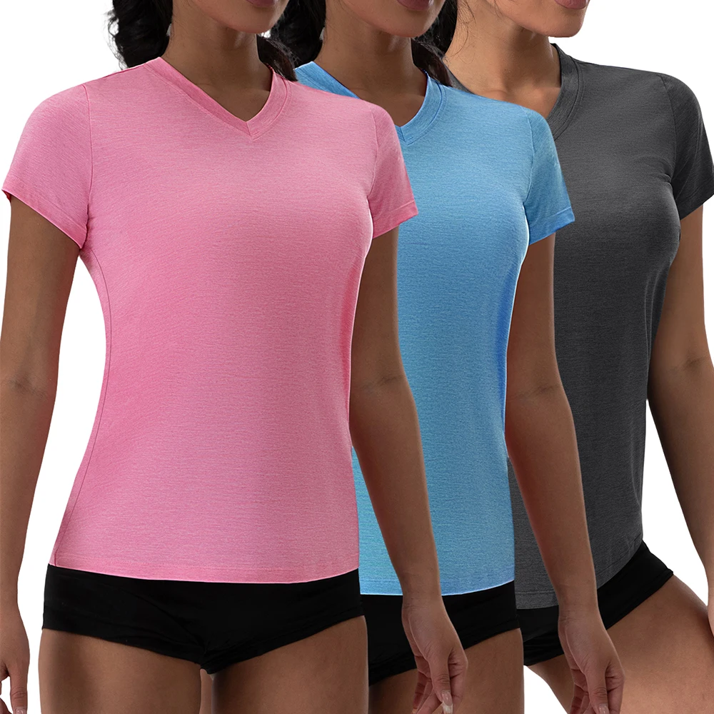 الصيف اليوغا قمصان للنساء الخامس الرقبة مطوي قصيرة الأكمام سترة رياضية علوية فضفاضة بلون الجري ممارسة المحملة 5 ألوان ملابس رياضية