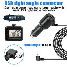 DVR 충전 케이블 대시 캠 자동차 충전기 미니 USB 케이블, 마이크로 USB 11.5ft 전원 코드 공급 장치, DVR 카메라 GPS용 12-24V