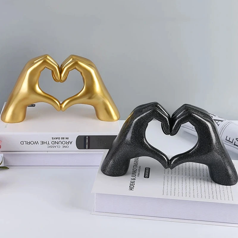 

Nordic Home Decor Love Gesture Statue Abstract Heart Hand Sculpture and Figurines Creative Desk Ornament Room Decor Wedding Gift