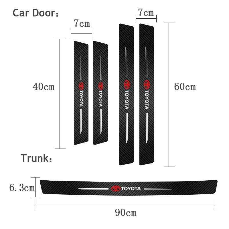 Carbon Fiber Car Door Sill Scuff Plate Decor with Tire Valve Stickers