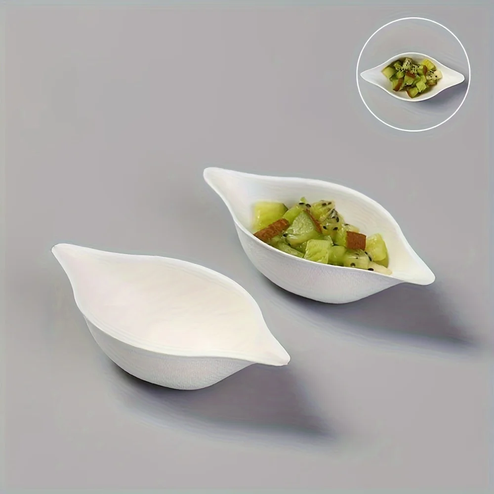 disposable sugarcane bagasse small bowl, lemon shaped, disposable tableware, sauce bowl, fruit cutting bowl 50pcs