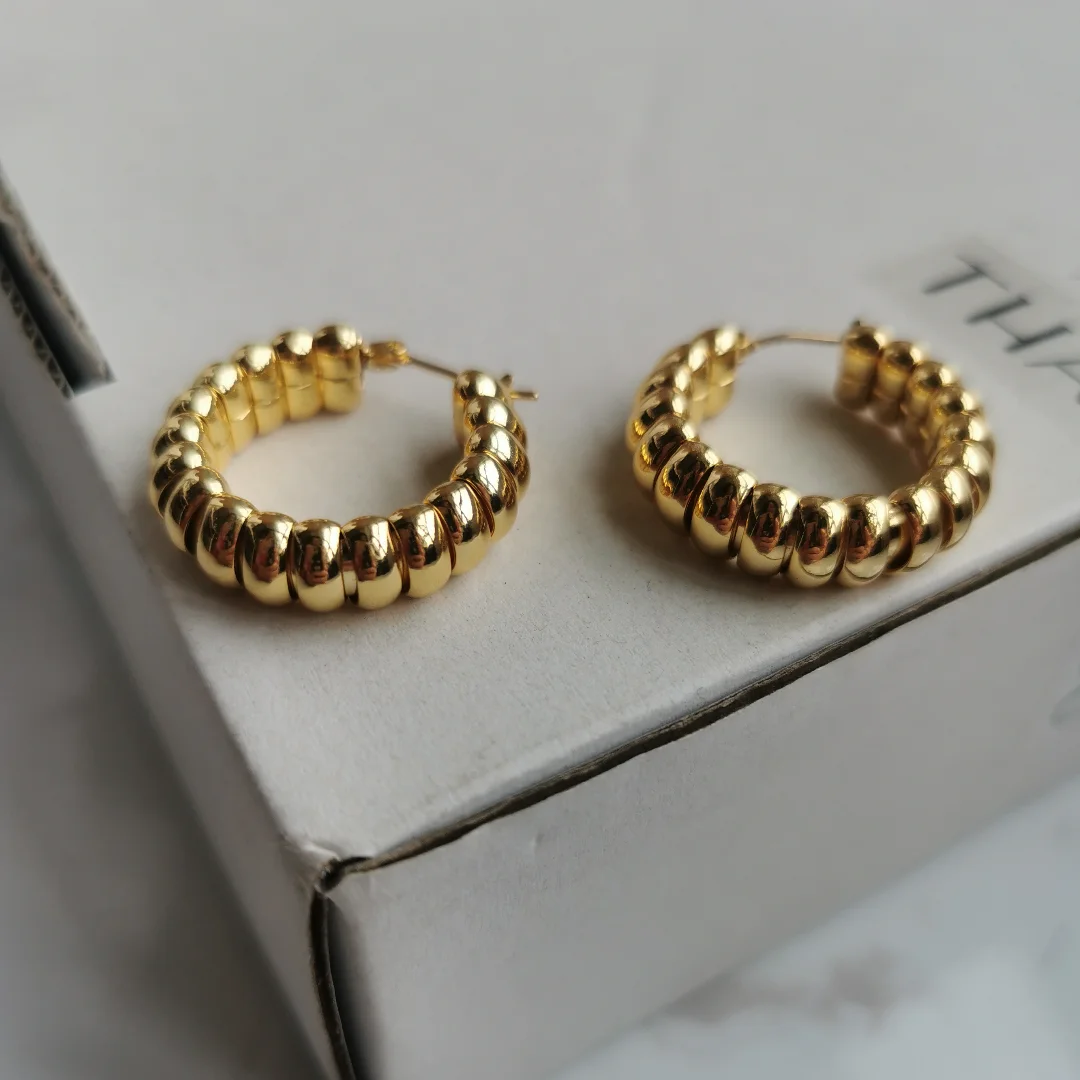 Brass Simply Round Hoop Earrings Women Jewelry Punk Party T Show Gown Runway Korean Japan INS