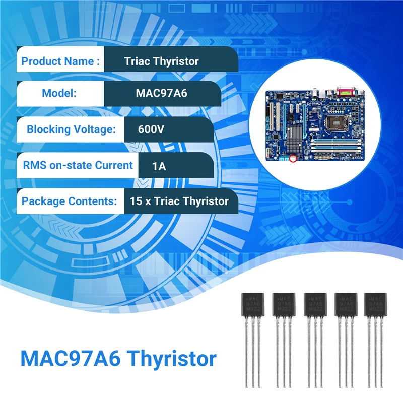 15 Pcs MAC97A6 97A6 Bi-Directional Triac Thyristor 600V 1A