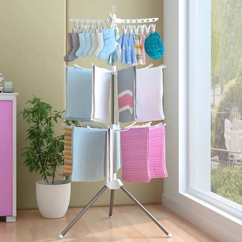 

360 Rotating folding clothes drying rack Multifunction Folding Clothes Hanger For Indoor Outdoor Towels Laundry Rack