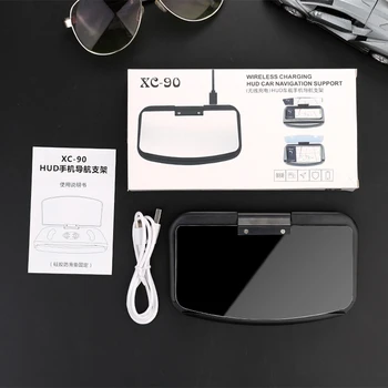 휴대폰 거치대 HUD 자동차 내비게이션 프로젝터, 헤드업 디스플레이, QI 무선 충전기, 자동차 거치대, 1 개