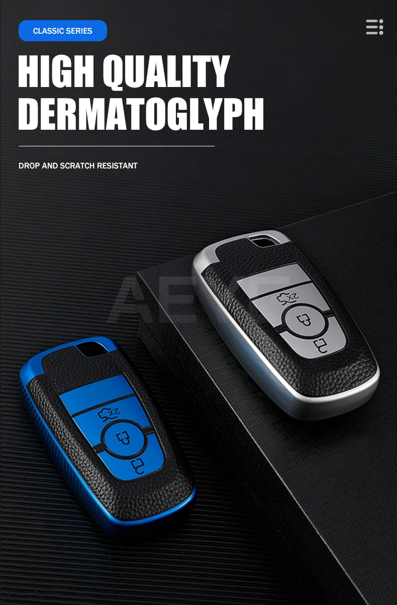 TPU Leather Car Key Case Cover Shell For Ford F-150 F-250 F-350 2018 2017 Fusion Mustang Explorer Key Holder Auto Accessories - Sb3d50e4bfe664d1c9e4a7164735eaa91G