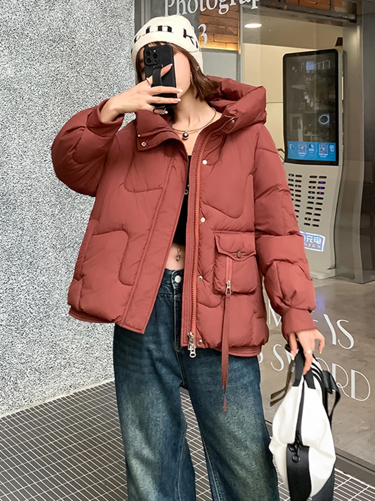 

New Winter Down Jacket Women Manteau Femme Hiver Korean Loose Hooded Padded Warm Parkas Female Oversized Black Coats