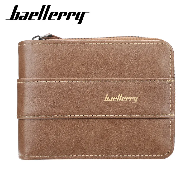 Men's Short Wallet Korean Style Buckle Multi Card Holder Driver License Tri Fold Zip Pocket