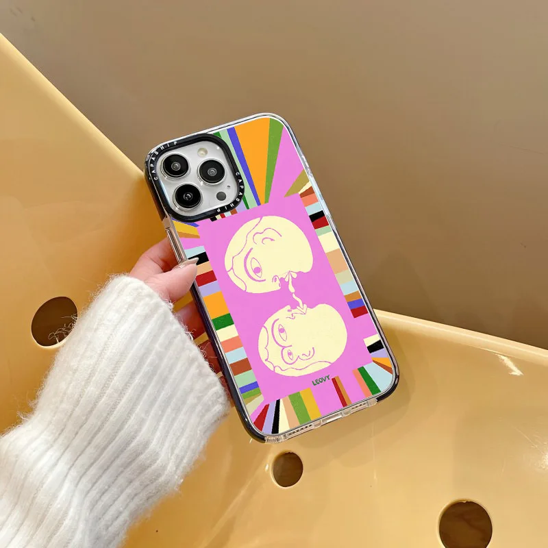 Trendy Colour Graffiti Human Case For iPhone 15 14 13 12 11 Pro X XS XR Max 7 8 Plus SE 2020 2022 Soft TPU Shockproof Back Cover