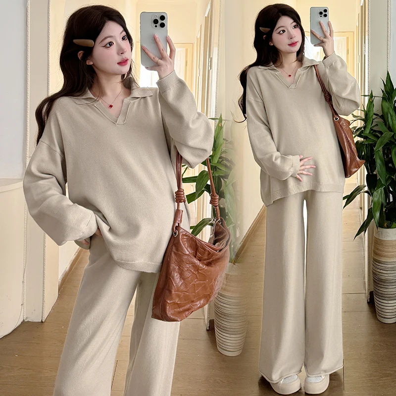 Early Spring of Pregnant Women Relaxed Atmosphere Lazy Outfit Fashionable Maternity Knitted Suit 25ss Y22k Youth