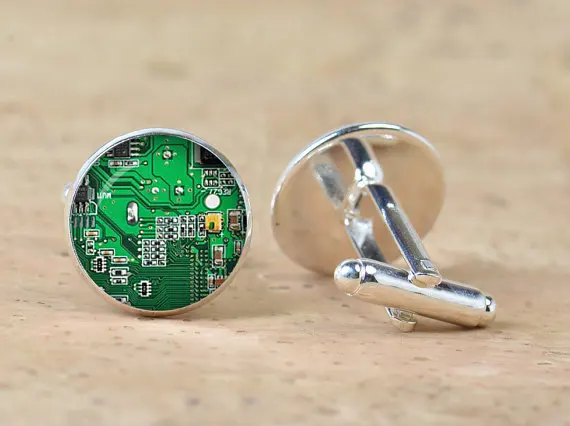 Red blue Computer Circuit Board picture Cufflinks Computer Geek Cufflinks Nerd Accessories Geek Gift Unisex Sleeve button 1 Pair crystal cufflinks