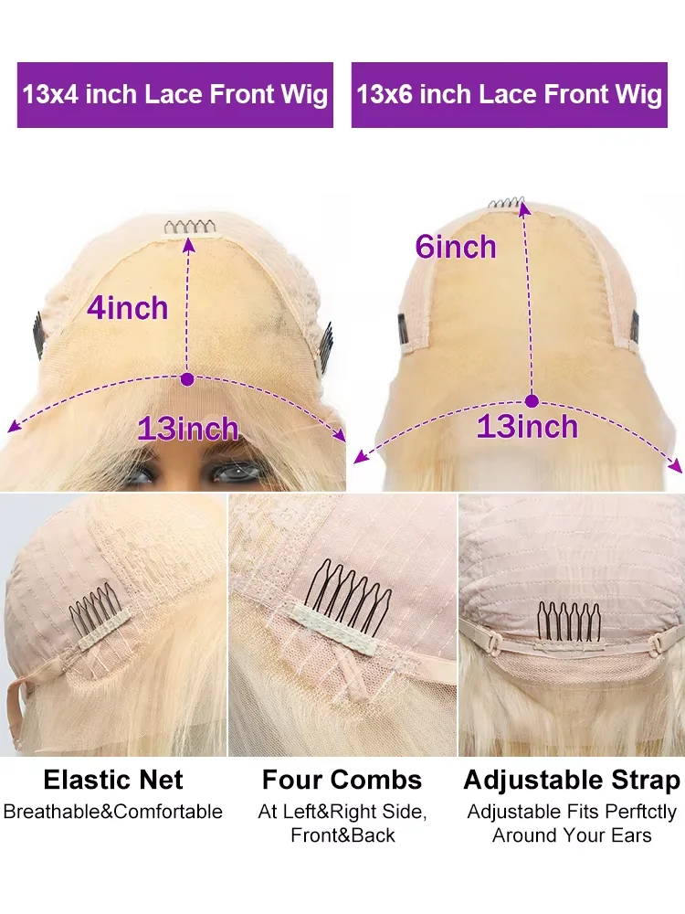 13X6 transparent Brazilian straight lace front wig 40 inches 100% human hair blonde straight 613 Hd lace front wig 250 density