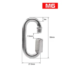 Durable Stainless Steel Oval Locking Carabiner Clip for Outdoor and Utility Use (M6)