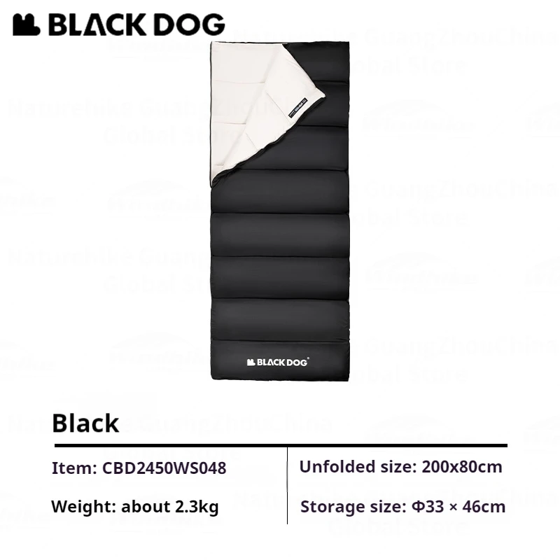 BLACK DOG スリーピングバッグ 黒 Naturehike BLACKDOG Envelope Sleeping Bag Double Spring
