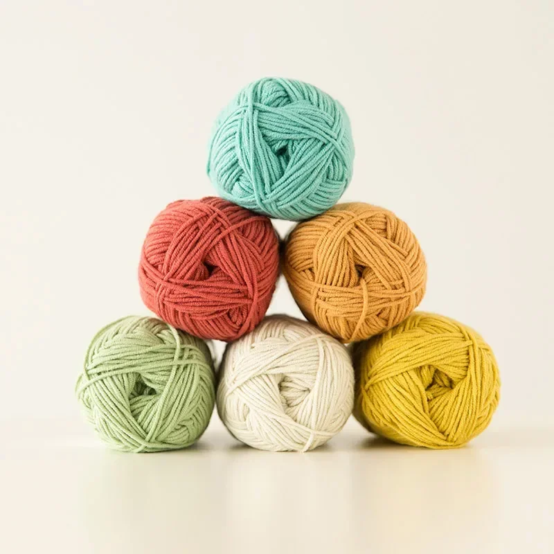 Susan's Family 96 Colors Cotton Yarn 50g/120m/roll 4-ply Combed Cotton&Acrylic Fibre Hand-knitted Yarns for Knitting and Crochet 2