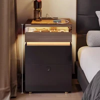 Commode de chambre de luxe avec tiroirs, armoire de rangement, table de chevet mobile, organisateur avec serrure à empreinte digitale, Criado Mudo, mobilier d'hôtel 4