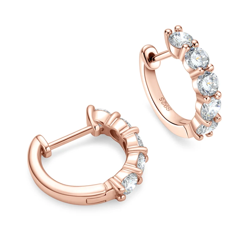 IOGOU 3.5mm D Color Moissanite Hoops Earring 100% Real 925 Silver Rose Gold Plated Huggie Earring For Women Girl Fine Jewelry 2