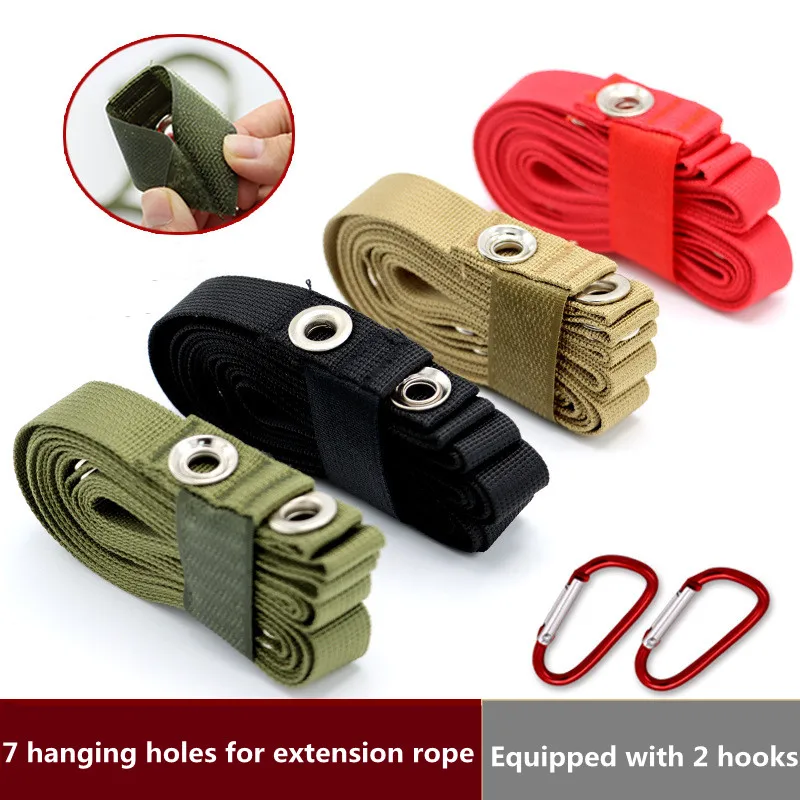 

Tent Canopy Extension Belt Multifunctional Clothesline with 7 Loops Nylon Rope Outdoor Camping Backpacking Tool with 2 Carabiner