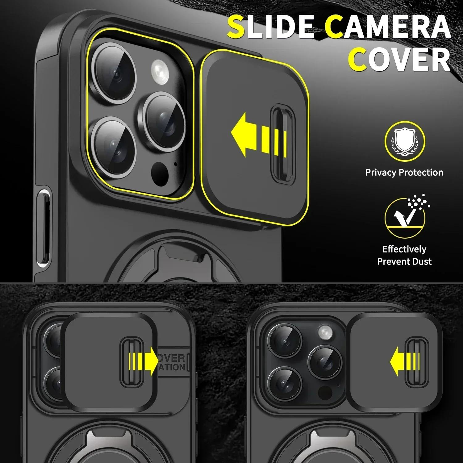 Deluxe Heavy-Duty Rugged Armor Magnetic Bracket Case with Slide Camera Protection