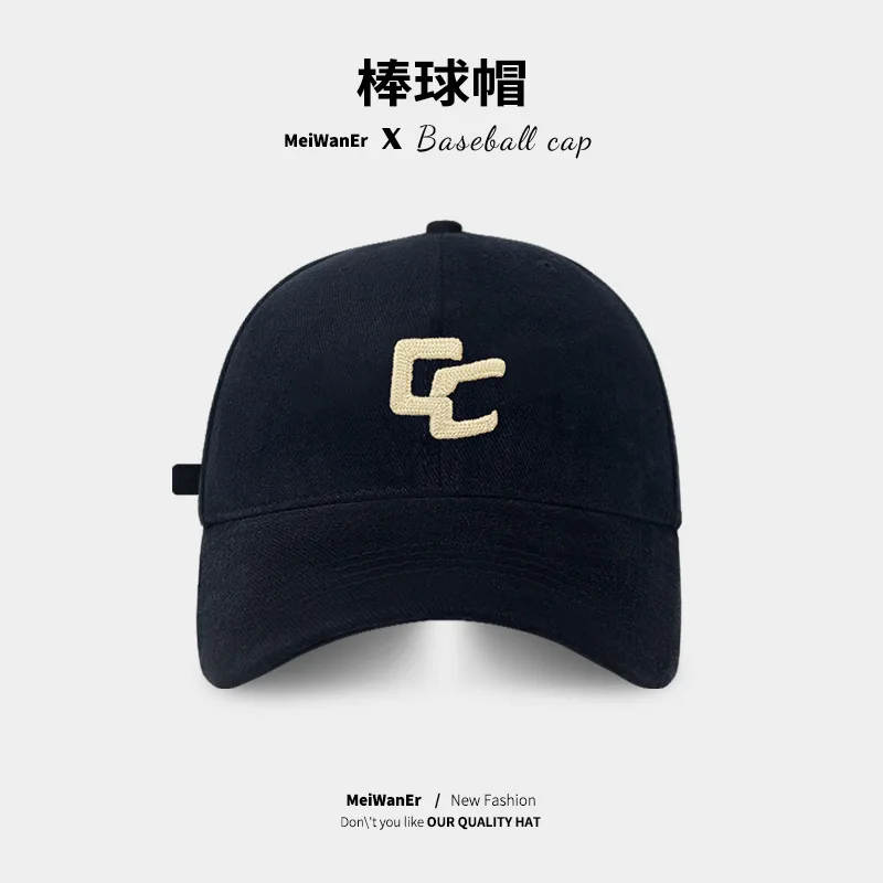 

Korean version of embroidered letter hard top baseball cap with large toe circumference, versatile for men and women, small sun