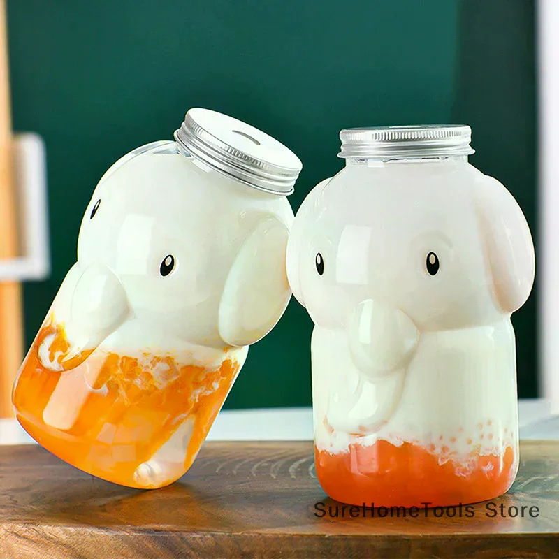 350ml Elephant Water Bottles For Milk Tea Coffee Juice Portable Drinking Cup Home Transparent Juicing Beverage Drink Bottle