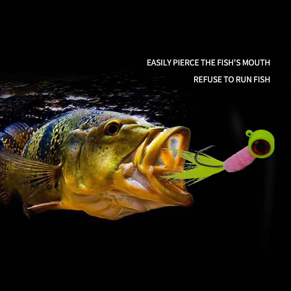 25 pz/50 pz Crappie Jigs teste occhi 3D Pesca Jig Testa Acqua Dolce e