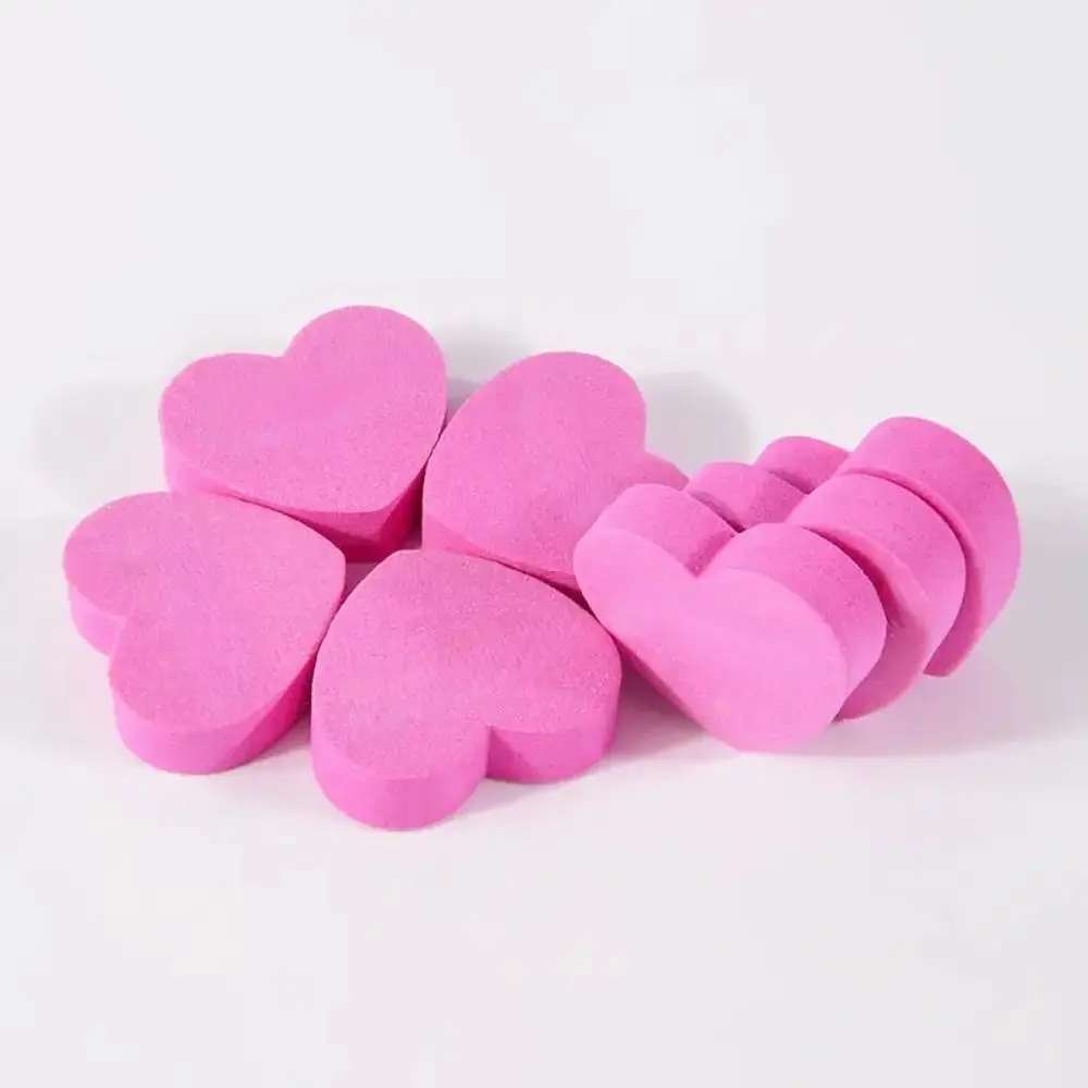10 pcs Cute Nail File Pink And Black Heart Shape Polishing Blocks Kit Sponge Polishable Nail File Blocks Buffer Sanding Files
