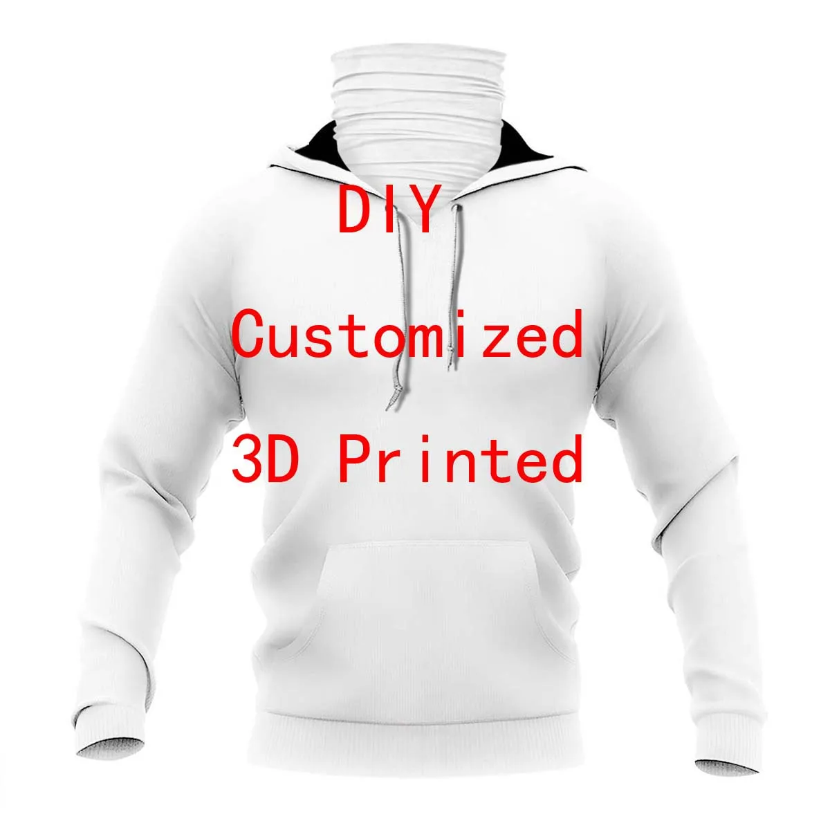 MCDV-DIY Hoodie Gaiter 3D Printed Bandana Hoodie US Size Women For Men Casual Pullover Hoodie Mask Warm