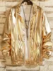 Men's Sets Shiny Metallic Suits Adult Disco 2 Piece Outfit Jacket Pants Halloween Dress Up Nightclub Dance Rave Cosplay Costume 2