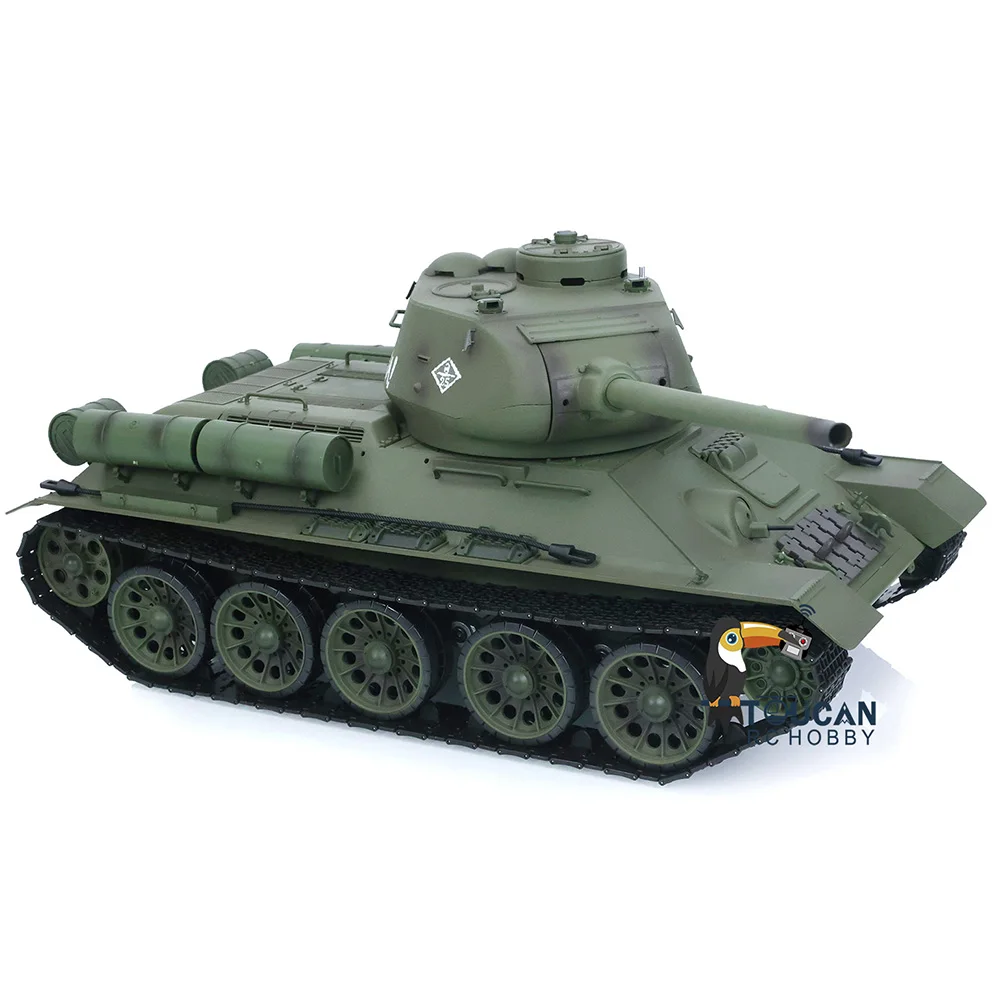 2.4G HENG LONG 1/16 Scale 7.0 Plastic Ver Soviet T34-85 RTR Army RC Tank Model 3909 Engine Proportion Smoke BB Shoot TH17764 5