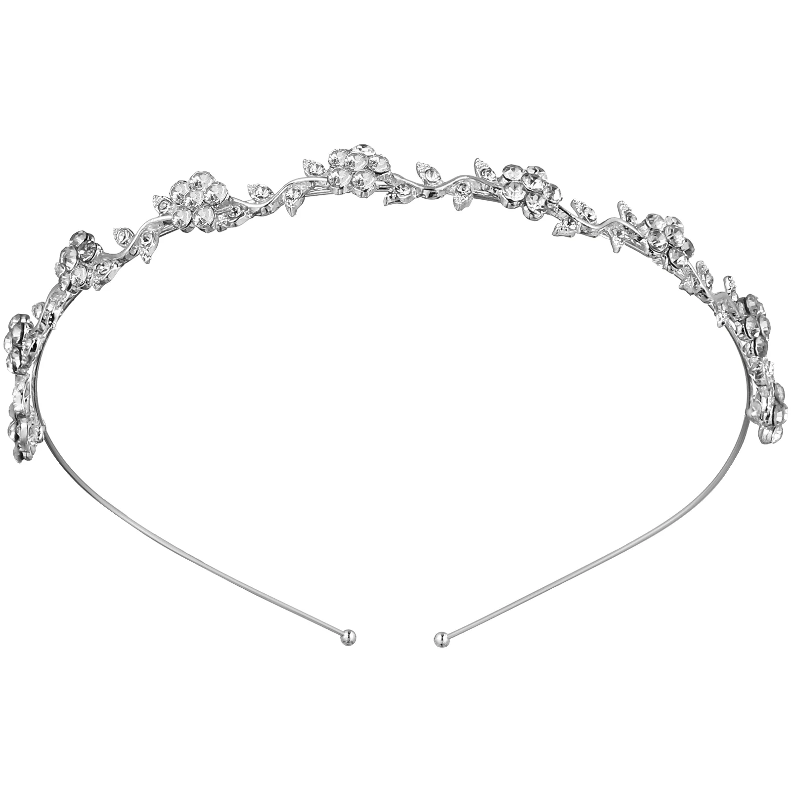 

WINOMO Wedding Women's Crystal Bridal Flower & Leaves Crown Headband Tiara Headdress (Silver)