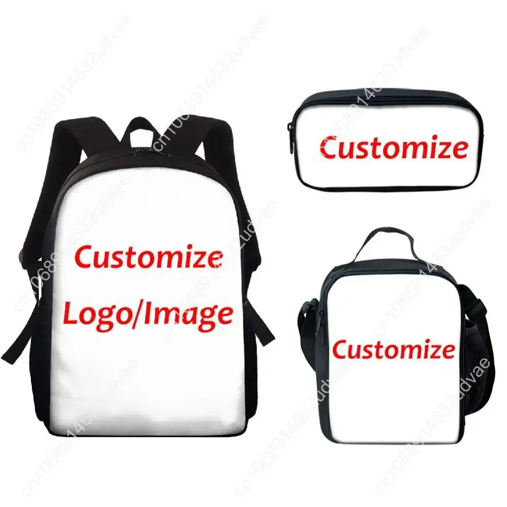 Children Fox Printing Backpack 3cs/set School Bags For Kids With Lunch Box Animals Lunch Student Satchel Pencil Case