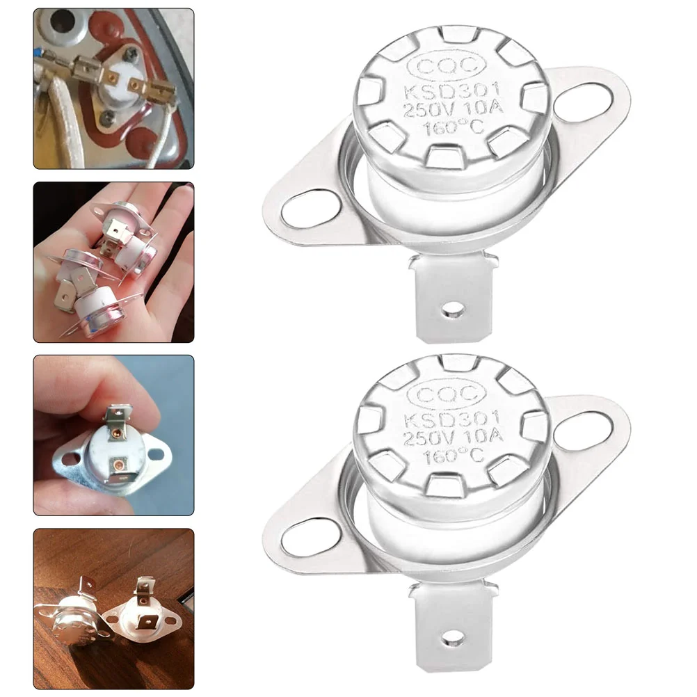 

2pcs 250V 10A 160°C Normally Closed Thermostat KSD301 Thermal Control