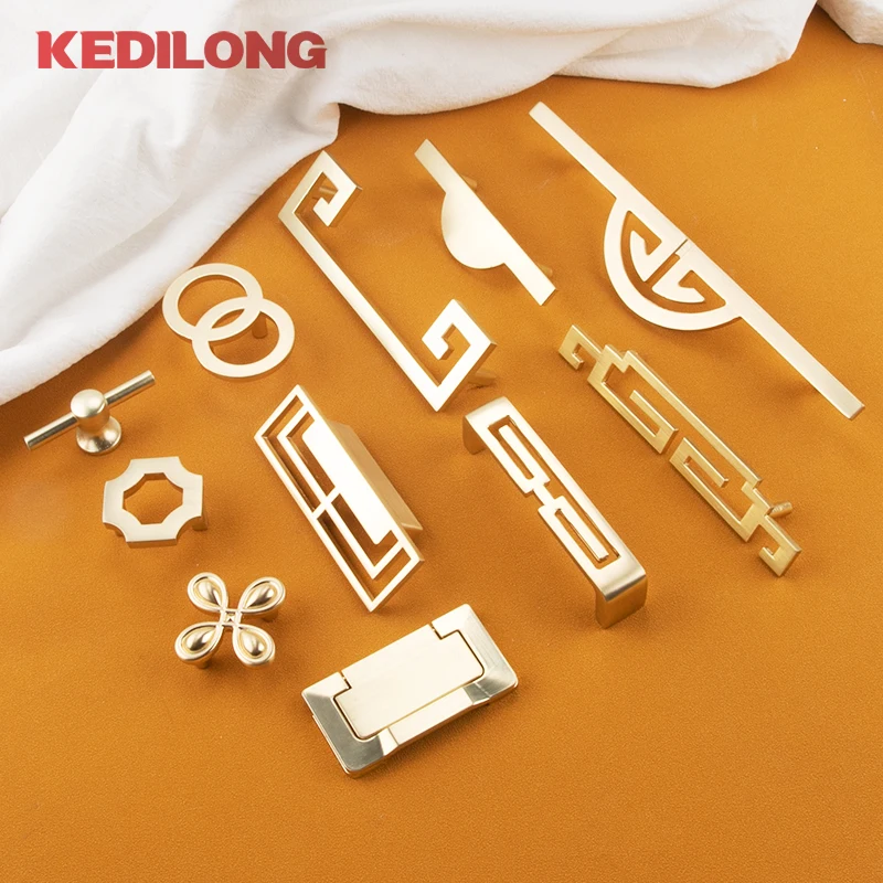 KEDLO 유럽 라이트 럭셔리 골드 반대 캐비닛 도어 핸들 주방 캐비닛 아연 합금 당겨 손잡이 서랍 중공 핸들