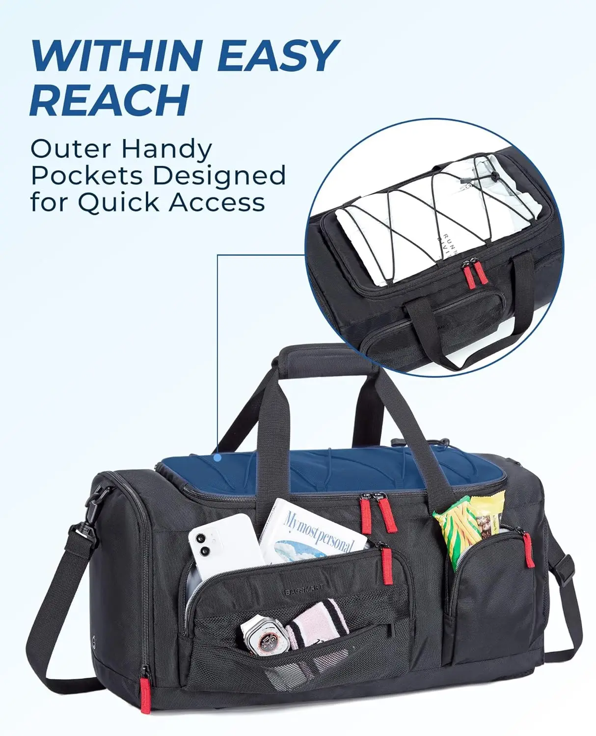 Shoe Compartment Weekender With Laptop Compartment BAGSMART Gym