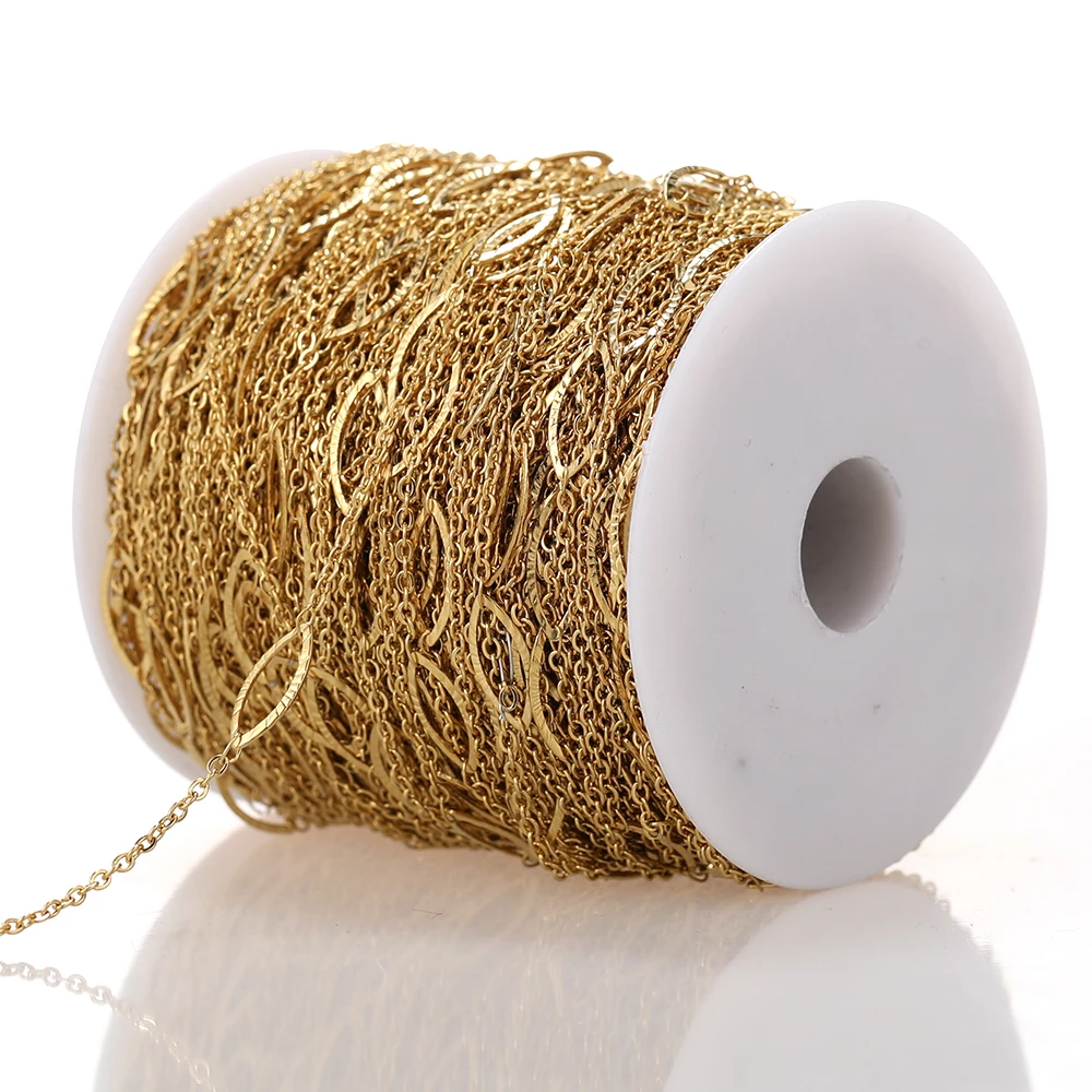 1 Meter Edelstahl-Gliederketten in Großpackung mit bösen Augen für DIY-Schmuckherstellung, Halsketten, Accessoires, handgefertigte Armbänder und Zubehör