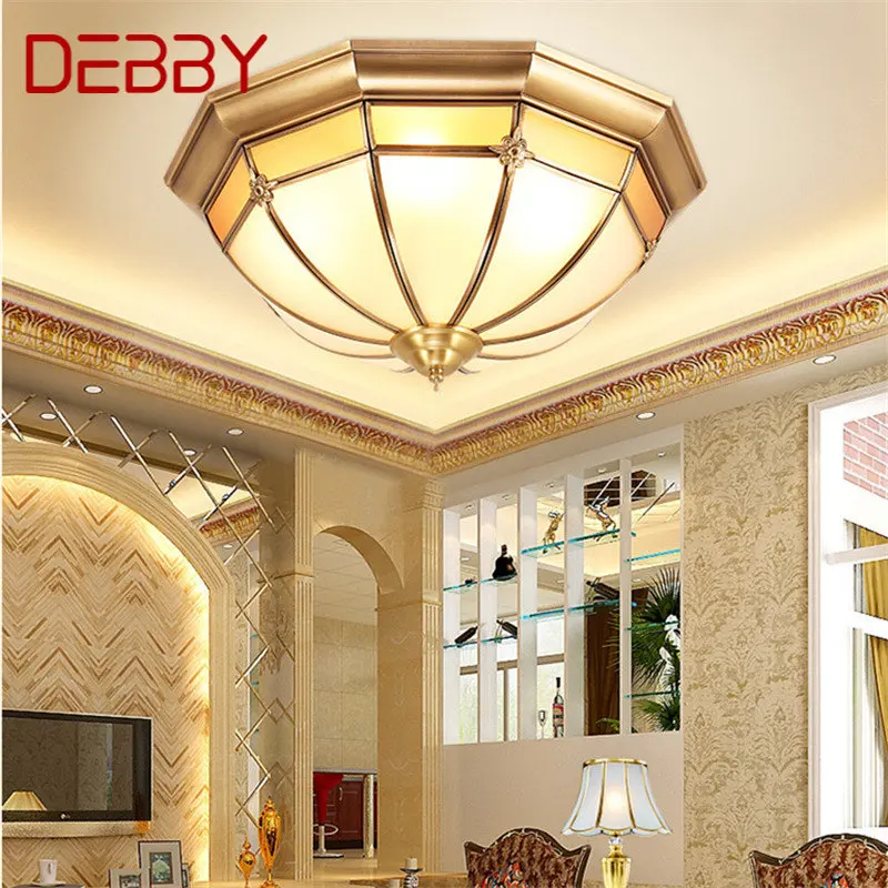

DEBBY Nordic Copper Ceiling Lamp Modern Brass Vintage Creative Light Luxury LED Fixtures Decor For Home Living Bedroom
