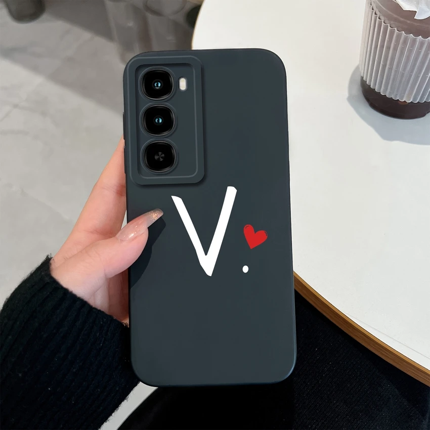 Cute Couple Letters Pattern Lens Protection Soft Silicone Advanced Anti-Fall Fingerprint Resistant Phone Case