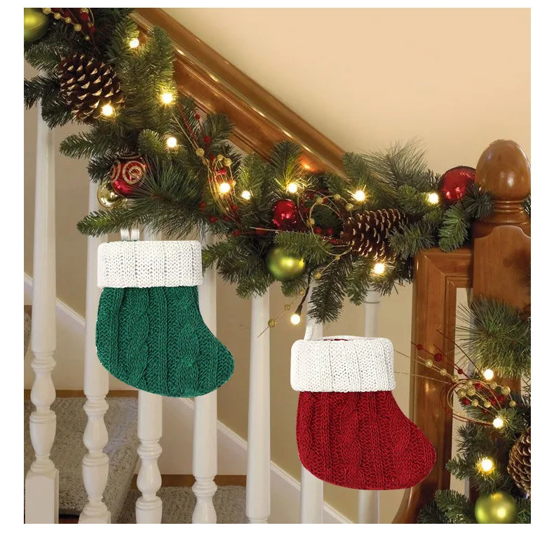 Christmas Stocking Personalized Christmas Knitted Stocking Gift Bag Hanging On The Bedhead/Christmastree Christmas Socks Pendant