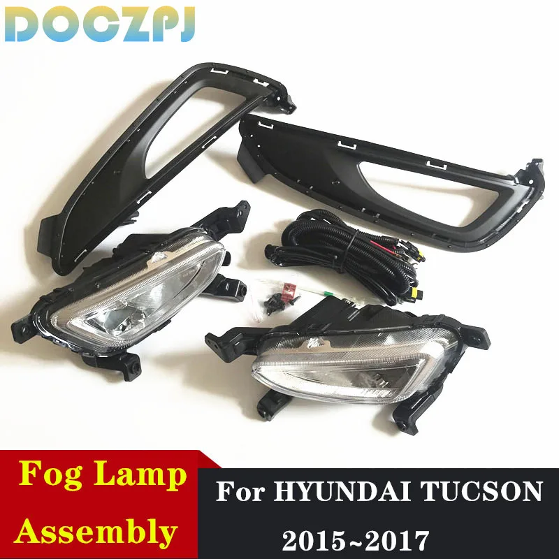 

1Set Car Front Bumper Driving Fog Lamp Foglight For Hyundai TUCSON 2016 2017 2018 With Wire and Switch