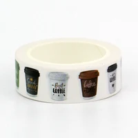 NEW 1PC 10M Decor Realistic Coffee Cups Emblems Set Washi Tape for Scrapbooking Journaling  Masking Tape Cute Stationery 2