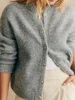 Women Knit Cardigan Soft Mohair 2 Colors Stand Collar Long Sleeve Single Breasted Loose Female Sweater Top Autumn Winter 2024 5
