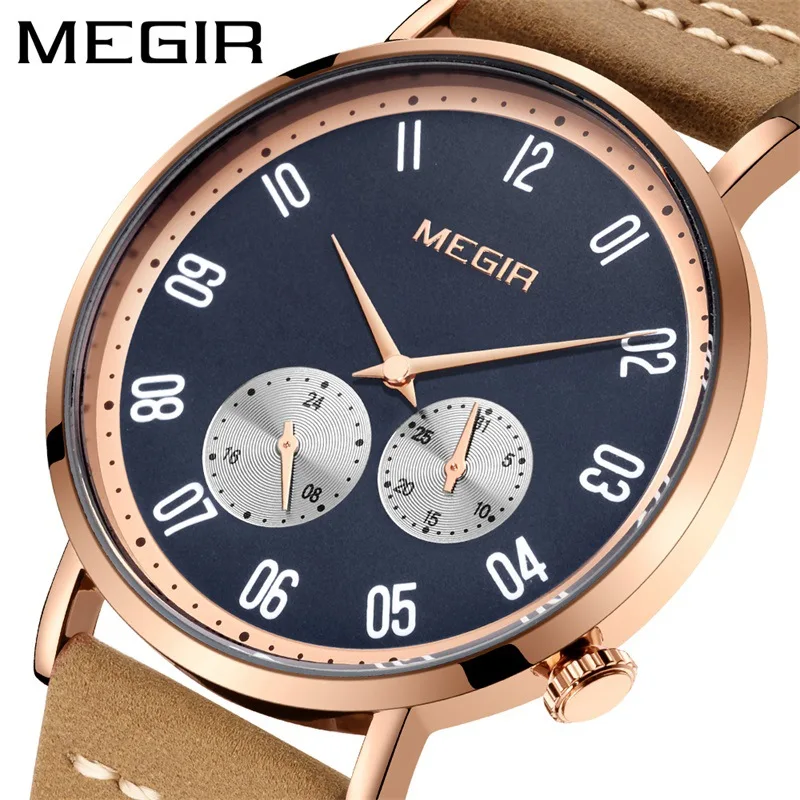 

MEGIR 2023 New Arrival Casual Fashion Business Watch Quartz Watches Luminous Waterproof Men Clock Retro Style Relogio Masculino