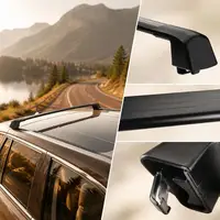 Universal Car Roof Rack Crossbars, Lightweight Premium Aluminum Material, 90 KG Max Load Capacity, Adjustable Design For Roof Beam Inner Distance 104–110 Cm, Secure Cargo Loading Function, Auto Roof Accessory For Vehicles With Gapped Raised Side Rails 4