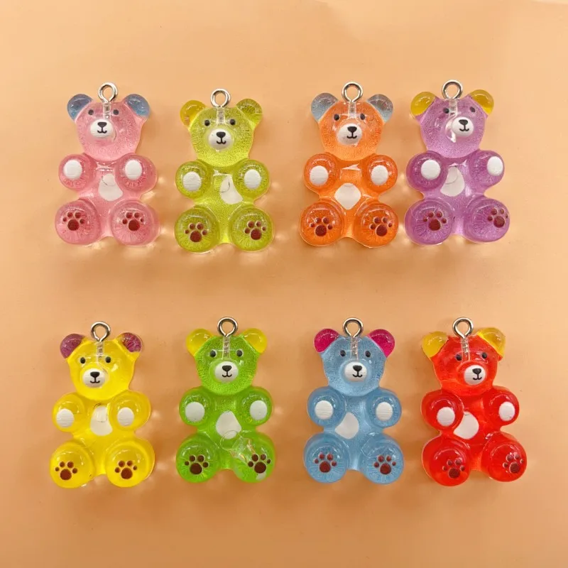 

10pcs Cute Gummy Bear Pendant Charms For Necklace Bracelet Earrings Animal Bear Resin Charms For Jewelry Making DIY Accessories