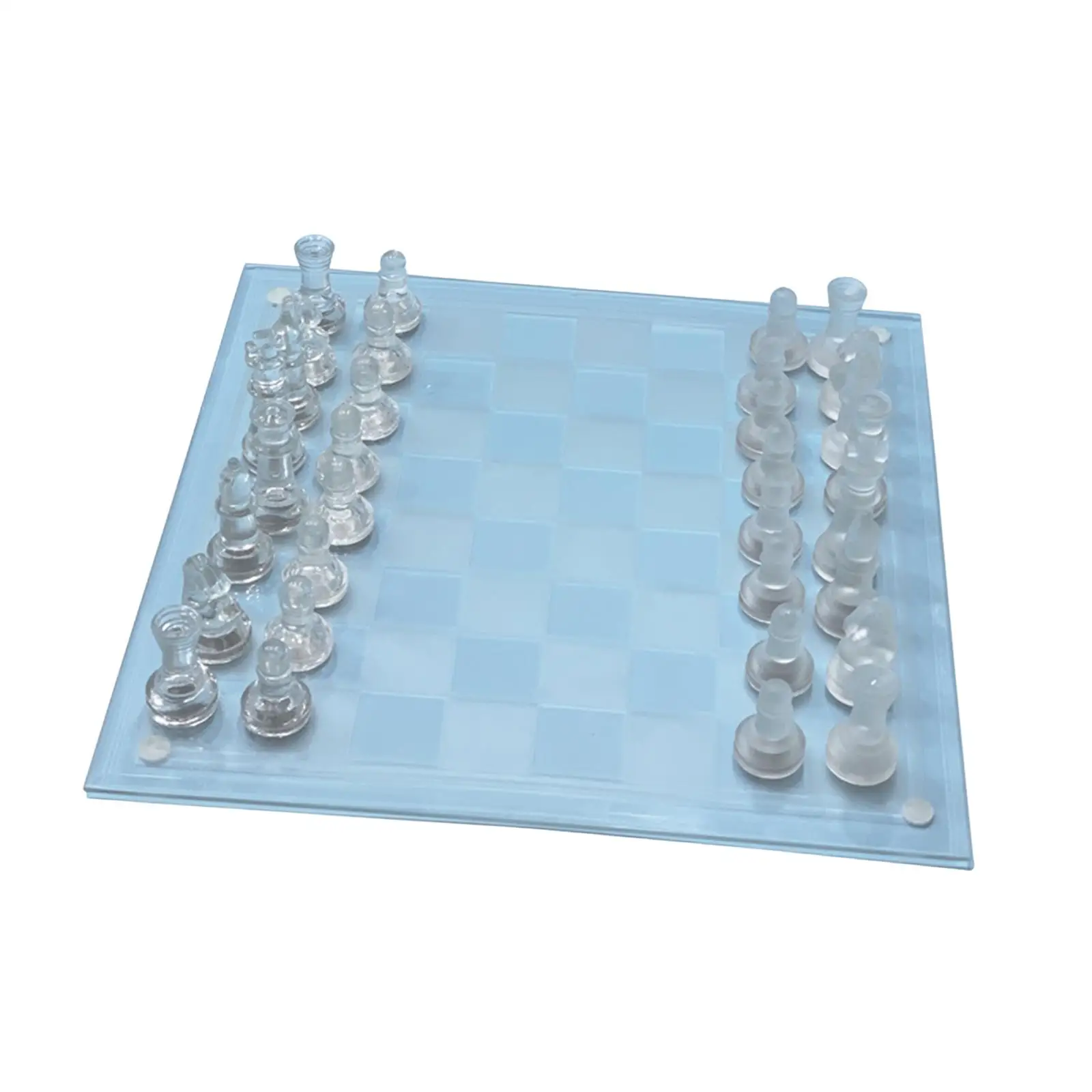 

Glass Chess Game with Chess Board Table Decor Crystal Chess Board Adults Play Set for Interaction Festival Leisure Reunion Gift