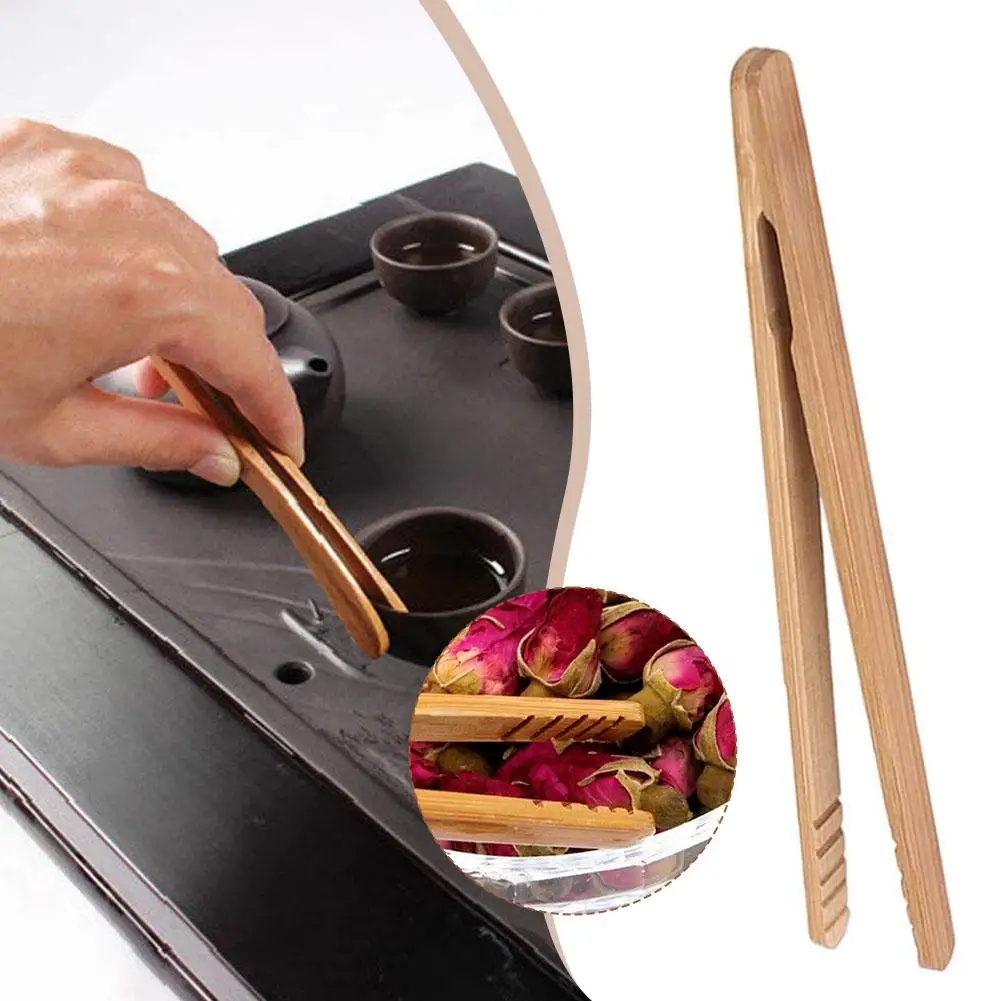 Bamboo Wooden Food Toaster Tongs For Tea Cup Clip Natural Bamboo Tweezers Kitchen Tongs Tea Making Tool New J7J2